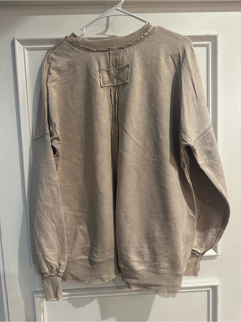Zenana Outfitters Women’s Crewneck Pocket Sweater in Taupe - Picture 2 of 5